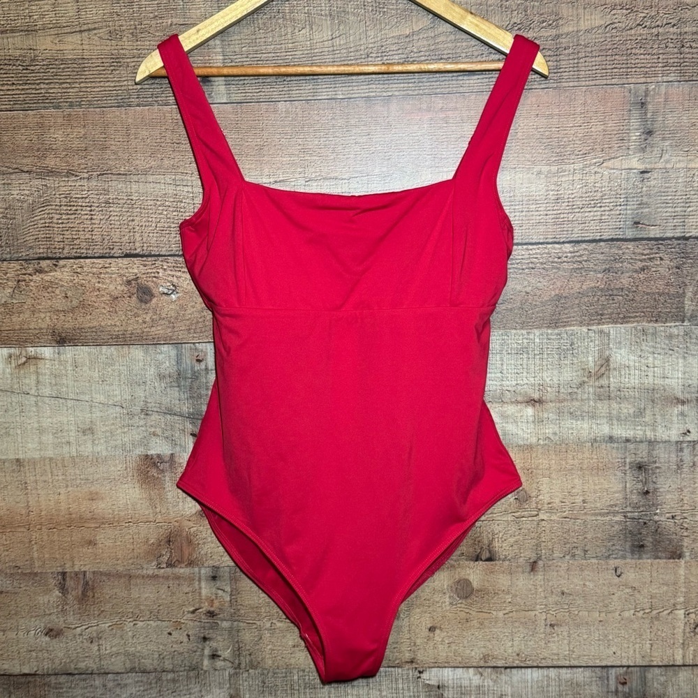 🌻 Sea Level Australia Eco Essentials Square Neck Red One-Piece Swimsuit size 14 - Picture 2 of 15